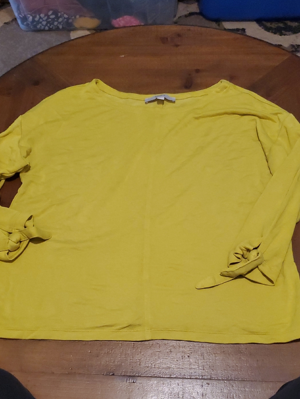 LOFT Yellow Long Sleeve Tie-Cuff Tee